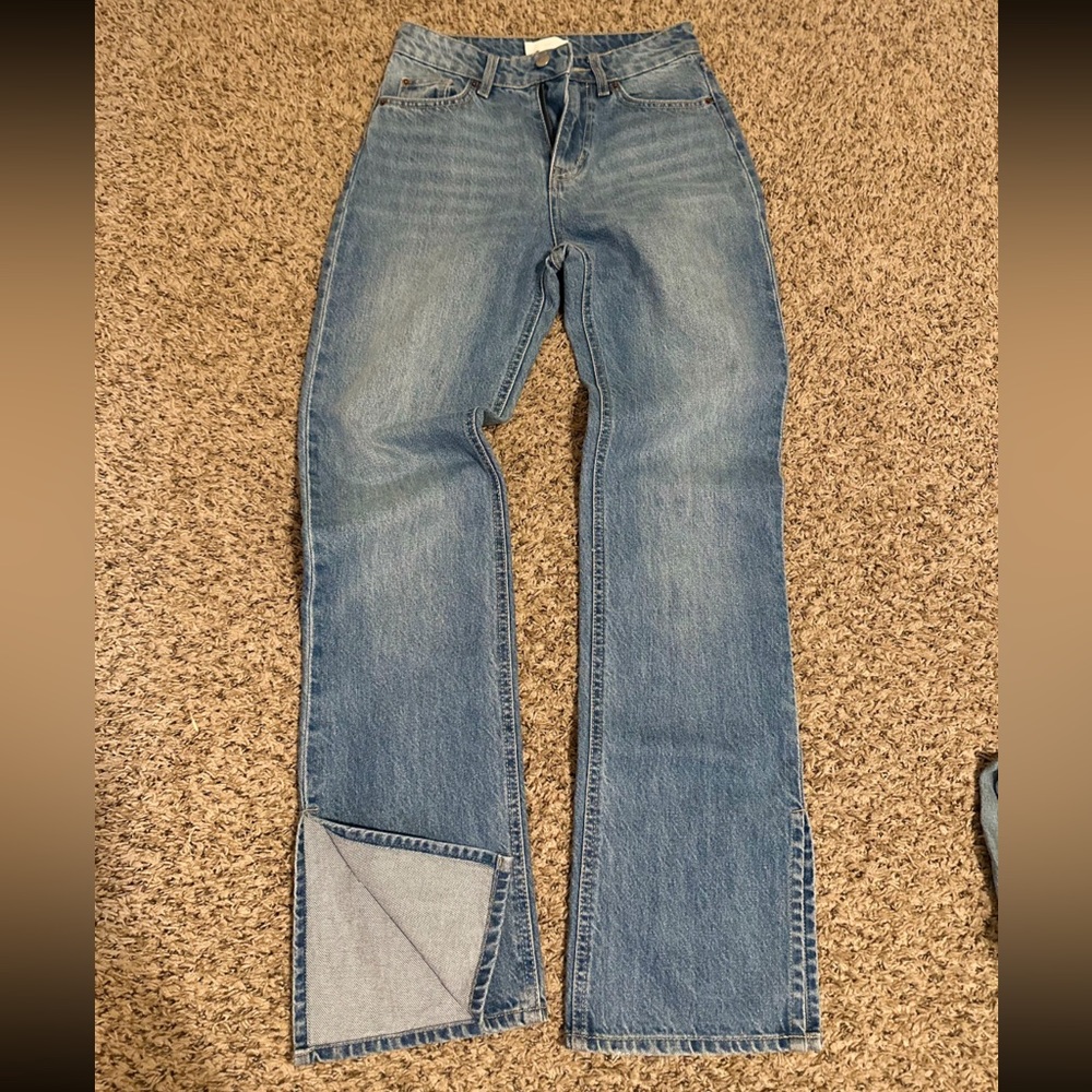 Split Hem straight jeans